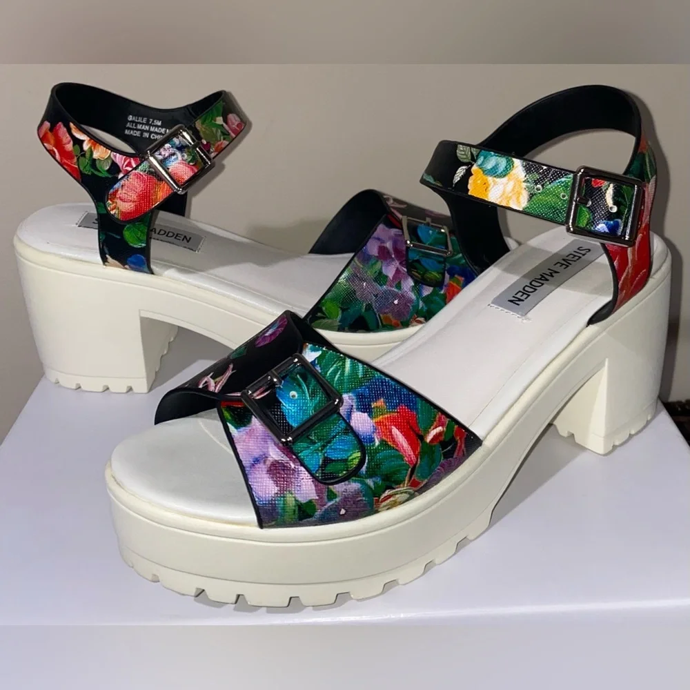 Steve Madden platform sandals Steve Madden heels chunky platform floral Y2K vibe
